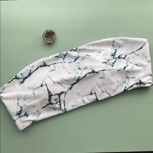 Zaful Marble Tube Top Bathing Suit Top